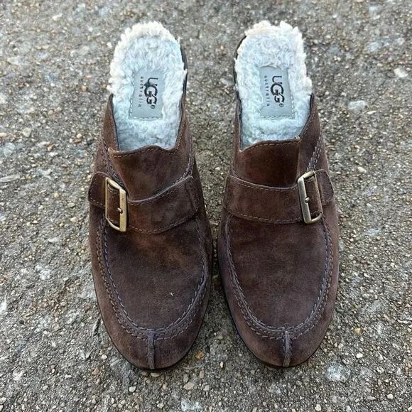 Ugg Australia Slip On Chunky Heel Buckle Suede Women’s Sz 7.5 - Picture 2 of 12